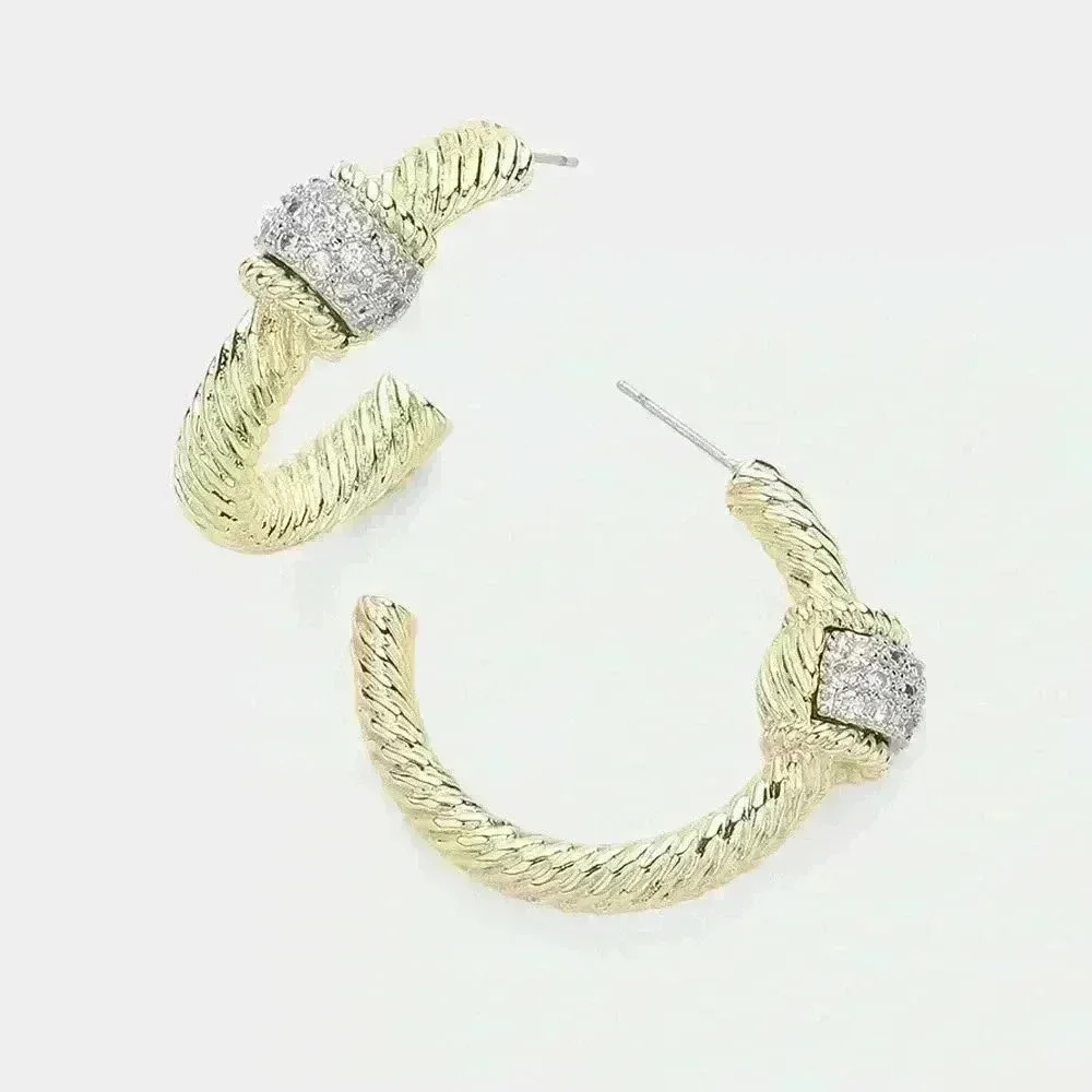 14KGP Hope Earrings w/ Simulated Stones